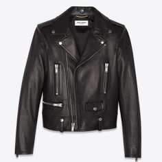 Classic Saint Laurent Leather Motorcycle Jacket With Epaulets, 3 Zip Pockets, Snap Closure Flap Pocket, Waistband With Belt Loops And Zip Cuffs. 100% Lambskin Silk Lining Asymmetrical Zip Closure 2 Interior Pockets Style Id 481862y5ya21000 Made In Italy Ring Bearer Leather Jacket, Luxury Fitted Masculine Leather Jacket, Ysl Jacket Women, Ysl Jackets, Black Motorcycle Jacket, Lambskin Leather Jacket, Black Motorcycle, Leather Motorcycle Jacket, Fashion Mode