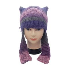 New Women's Hand Knitted Hat With Cat Ears Efect Multicolor Very Soft And Warm Quality Beautiful Hand Knitted Hats For Women. Perfect Finishes With Excellent Quality Yarns. Perfect For Cold Climates. Size One Size Length 8 In Wide 15 In Dry Clean Only Color Multi Condition Is New Additional Specifications Please See Pictures Hat With Cat Ears, Knitted Hats For Women, Hand Knit Hat, Knit Cap, Knitted Hat, Knitting Accessories, Cat Ears, Beautiful Hand, Hats For Women