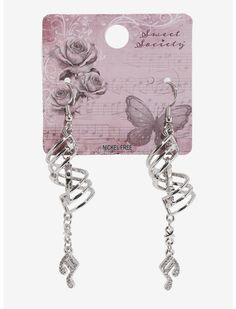 Sweet Society Music Staff Earrings | Hot Topic Sweet Society Hot Topic, Affliction Fits, Hot Topic Earrings, Musical Earrings, Music Note Nails, Sweet Society, Music Note Dress, Kpop Oc, Music Note Earrings