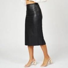 Size M (Fits Like Small). Unworn. Tags Still On. Super Cute And Soft. Black Faux Leather Pencil Skirt For Spring, Spring Black Faux Leather Pencil Skirt, Black Sleek Pencil Skirt For Fall, Sleek Black Pencil Skirt For Fall, Black Faux Leather Pencil Skirt For Fall, Black Leather Pencil Skirt For Fall, Formal Black Faux Leather Skirt, Trendy Black Formal Skirt, Black Faux Leather Skirt