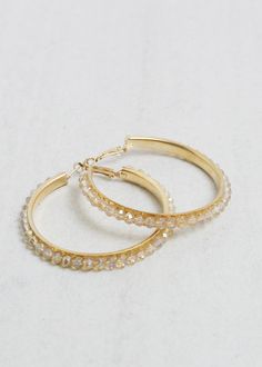 Boho Crystal Bead Hoops Gold JEWELRY - Shop Miss A Elegant Jeweled Hoop Jewelry, Gold Beaded Hoop Earrings, Metal Hoop Crystal Earrings With Rhinestones, Hoop Crystal Earrings With Rhinestones, Gold Metal Hoop Earrings With Rhinestones, Small Hoop Gold Beaded Jewelry, Gold Crystal Hoop Earrings With Rhinestones, Trendy Hoop Jewelry With Rhinestones, Gold Hoop Earrings With Crystal