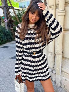 43624882634796|43624882667564|43624882700332 Chic Open Knit Mini Dress For Spring, Chic Long Sleeve Sweater Dress For Beach, Casual Long Sleeve Sweater Dress For Beach, Striped Mini Dress For Winter, Casual Crochet Hollow Out Mini Dress, Casual Hollow Out Crochet Mini Dress, Casual Striped Mini Dress For Fall, Spring Striped Long Sleeve Sweater Dress, Chic Long Sleeve Crochet Knit Dress