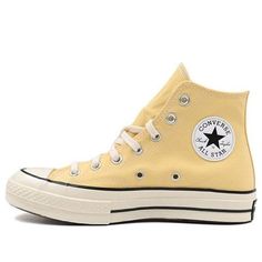 Converse Chuck Taylor All Star 1970s A02757C (SNKR/Light/Unisex/Non-Slip/High Top/Wear-resistant) Pastel Yellow Converse, Vintage Yellow Sneakers For Streetwear, Yellow High-top Cotton Sneakers, Yellow Cotton Sneakers For Spring, Yellow Cotton High-top Sneakers, Yellow Cotton Spring Sneakers, Vintage Yellow High-top Sneakers, Retro Yellow Sneakers For Summer, Light Yellow Converse