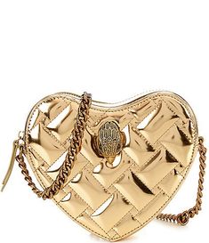 Kurt Geiger London | Dillard's Gold Cross Body Bag, Fall List, Heart Crossbody Bag, Gold Bags, Cute Online Clothing Stores, Rhinestone Fabric, Trendy Purses, My Style Bags, Handbag Essentials