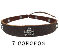 Get a little Edgy with our Skull and Cross bone hatband! Our 7 Skull concho leather hatband is 3/4" wide by 23" (without tie string). Available in black or distressed brown, pick one or a few. Fit's most any hat with adjustable bead and leather 1/8" string. Will fit most TOP HAT style and WESTERN crowned hats. Made in our Smyrna, TN shop. Cross Bones, Crown Hat, Hat Style, Hat Band, Top Hat, Pick One, Hat Fashion, Hats, Leather