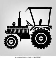 a black and white silhouette of a tractor