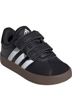 adidas Kids' VL Court 3.0 Sneaker | Nordstromrack Black Leather Skate Shoes With Three Stripes, Adidas Scratch-resistant Low-top Sneakers, Adidas Low-top Scratch-resistant Sneakers, Low-top Leather Sneakers Scratch-resistant, Leather Low-top Scratch-resistant Sneakers, Adidas Kids, Baby Sneakers, Baby Walker, Baby Things