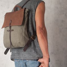 "A sturdy and practical backpack for every laptop user, or just for everyday use. Great for school and work and traveling! This army green backpack is made from the highest quality genuine soft Italian leather and strong canvas. It is tough, yet soft and comfortable. The quality is of the highest standard, and will withstand many, many years of use. The backpack features four compartments; one pocket in the back that secures with zipper, a large main compartment with an interior pocket that clos Green Backpack, Green Backpacks, Laptop Rucksack, Many Many, Laptop Backpack, Italian Leather, Army Green, Leather Backpack, Laptop