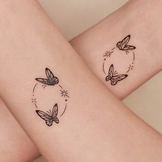 Butterfly And Flame Tattoo, Cute Butterflies Tattoos, Tattoo Ideas Baterflay, Winnie The Pooh And Butterfly Tattoo, His And Her Butterfly Tattoo, Matching Mother Daughter Butterfly Tattoos, Mother Butterfly Tattoos, Sibling Butterfly Tattoos, Butterfly Sibling Tattoo