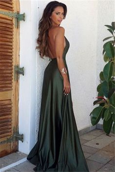 Dark Green Prom Dress, Cheap Prom Dresses Uk, Dark Green Prom Dresses, Split Prom Dresses, Green Formal Dresses, Green Evening Dress, Green Prom, Simple Prom Dress, V Neck Prom Dresses