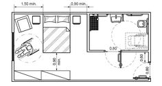 the floor plan for a bedroom and bathroom