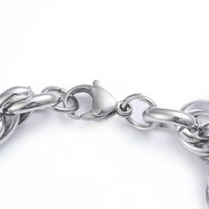 The Amanda Heart Bracelet is a simple and elegant piece, designed with a delicate heart for a look that's so different from the rest. A tough stainless steel chain makes this bracelet a fashion favorite. Product Details Material: Stainless Steel Size: about 7-5/8inches(193mm) long, 10mm wide, heart: 24x23x3mm Minimalist Stainless Steel Oval Link Jewelry, Stainless Steel Bracelet With Adjustable Chain, Minimalist Silver Stainless Steel Chain Bracelet, Elegant Everyday Stainless Steel Heart Bracelet, Tarnish Resistant Stainless Steel Round Bracelets, Minimalist Stainless Steel Heart Bracelet, Tarnish Resistant Stainless Steel Round Bracelet, Silver Stainless Steel Cuban Link Bracelet With Adjustable Chain, Tarnish Resistant Stainless Steel Chain Link Bracelets