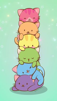 a group of cats sitting on top of each other in the shape of a stack