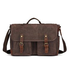 The Mens Work Bag Messenger Fit Laptop 15.6" is a stylish and functional bag perfect for business and travel. It is made of high-quality waterproof canvas material and features a classic, timeless design with a laptop sleeve which can fit in a 15.6-inch laptop, making it perfect for carrying all your work and tech essentials. The bag comes with a detachable shoulder strap for easy carrying. This bag is perfect for work, school, or travel.  ITEM FEATURES - 1 x Main Compartment  - 2 x Front Zipper Pockets 
- 1 x Laptop Compartment 
- 2 x Slot Pockets 
- 2 x Side Pockets 
- 1 x Back Zipper Pocket 
- Waterproof& Durable 
- Trolley Sleeve Design 
- Fit Laptop 15.6" 
 
     ITEM DETAILS    *Item Type: Briefcase  *Material: Waxed Canvas& Crazy Horse Leather 
*Size: L40 *W10 *H30(CM) 
*Color: Blac Mens Work Bags, Leather Shoulder Bag Men, Men's Briefcase, Laptop Bag Men, New Camera, Flapper Style, Briefcase For Men, Mens Leather Bag, Work Bag