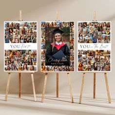 two wooden easers with pictures of people in graduation caps and gowns