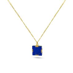 Make: 18k Goldplated - 925 Sterling Silver Stone: undyed, natually mined Lapis Lazuli Chain: Goldplated silver / 49cm or Make: 925 Sterling Silver Stone: natural/undyed, earth-mined Lapis Lazuli Chain: 925 Sterling Silver / 49cm Wear your jewellery or keep them in a dry place. Preferably in its pouch or a jewellery box. We advice not to keep your silver jewellery in open air as it will naturally tarnish with exposure to the air. Noqra is a family business selling jewellery that not only highligh Lapis Pendant, Lapis Necklace, Lapis Lazuli Pendant, Lapis Lazuli Necklace, Blue Gems, Lovely Necklace, Fine Jewelry Designers, Selling Jewelry, Gold Plated Silver