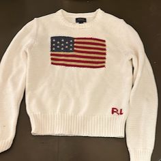 Soft, Small, Never Been Worn Polo American Flag Sweater, Ralph Lauren American Flag Sweater, Ralph Lauren Flag Sweater, Flag Sweater, American Flag Sweater, Ralph Lauren Sweaters, Ralph Lauren Sweater, Usa Flag, Cream White