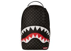 Men's Sprayground Drip Check Shark Backpack in Black Black Sprayground Backpack, Sprayground Backpack, Shark Backpack, Hot Sneakers, Jordan Retro, Black Backpack, Trading Cards, Street Wear, Backpacks