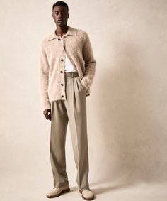 Over-Brushed Mohair Sweater Jacket in Sand Stone Todd Snyder Champion, Sweatshorts Shorts, Crockett And Jones, Dress Shirt And Tie, Sand Stone, Cashmere Accessories, Slim Fit Suits, Sweatpants Shorts, Mohair Sweater