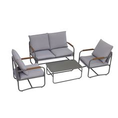 a set of three chairs and a coffee table