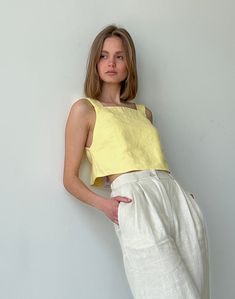 Linen Sleeveless Top, Linen Crop Top, Linen Crops, Linen Tank Top, Linen Tank, Summer Crop Tops, Linen Style, Linen Blouse, Top For Women