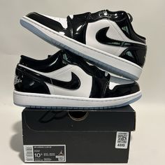 This Pair Is Brand New In Box! They Are A 10.5 In Men’s! Please Check All Photos Before Purchasing! All Sales Are Final! No Refunds Or Returns! If You Have Any Questions About Sizing Please Feel Free To Send Me A Message! I Am Not Responsible For Factory Flaws On Mass Produced Pairs! All Items Ship The Day After Purchase Priority Mail & Double Boxed Unless The Order Is Placed On A Saturday! If You Purchase On Saturday Your Item Will Ship Out Monday Due To The Post Office Being Closed On Sunday. Custom Low-top Patent Leather Sneakers For Streetwear, White Patent Leather Sneakers With Contrast Sole, Black Patent Leather Sneakers For Streetwear, White Low-top Patent Leather Custom Sneakers, White Patent Leather Low-top Custom Sneakers, Modern Black Patent Leather Sneakers, Modern White Patent Leather Custom Sneakers, Sporty Black Patent Leather Custom Sneakers, Modern Black Patent Leather Custom Sneakers