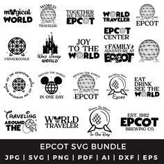 the epcot svg bundle includes logos and other items