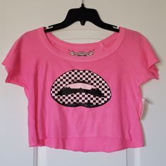 So Nikki T-Shirt Neon Pink With Graphics Never Used Tags Size Medium Pink Casual T-shirt For Spring, Trendy Pink T-shirt With Screen Print, Casual Pink Short Sleeve T-shirt, Y2k Style Screen Print Tops For Spring, Pink Fitted Trendy T-shirt, Pink Casual T-shirt For Streetwear, Trendy Pink Crop Top For Streetwear, Casual Pink T-shirt For Streetwear, Cute Pink Crew Neck Top