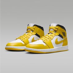 Air Jordan 1 Mid Brand New W/Box Color: White Vivid Sulfur Black Modern Yellow Lace-up Sneakers, Modern Yellow Sneakers With Contrast Sole, Modern Yellow Low-top Sneakers, White Ankle-high Sneakers With Contrast Sole, Modern Yellow Custom Sneakers With Boost Midsole, Yellow Sneakers With Contrast Sole, Yellow Low-top Synthetic Jordan Shoes, Modern Yellow Sneakers With Boost Midsole, Low-top Yellow Synthetic Jordan Shoes