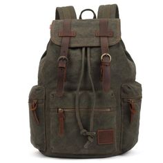 16oz Canvas Is Eco-Friendly And Durable. With High Quality Of Nylon Lining Makes This Backpack More High-End Laptop Backpack Fits To Most 14-15 Inch Laptops. Approx Dimensions(L*W*H): 10.6*6.3*16.1(Inch),27*16*41 Cm Capacity: 19l (Medium Capacity) The Straps Are 3 Inches Wide, Adjustable Shoulder Strap,It's Very Fresh And Silken Canvas Backpack Men, Canvas Backpacks, Vintage Backpacks, Leather Rucksack, Rucksack Backpack, Laptop Rucksack, Camping Backpack, Waterproof Backpack, Vintage Canvas