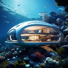 an underwater house is shown in the water