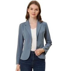 The curved hem and a fitted waist, make this formal blazer different from other blazers and add a stylish twist. Keep your work-wear wardrobe up-to-date by adding this pretty blazer. Pair it with a range of blouses and jeans, a pencil skirt, or cigarette pants, and show off your charming effortless OL style. This blazer suit jacket features a single-breasted design, a fitted waist, and regular hip-length, which make it comfortable for all-day wear. The lapel collar neckline and straight-cut cuff Lightweight Blazers For Women, Tailored Solid Color Office Lady Blazer, Tailored Solid Color Blazer For Office, Tailored Solid Blazer For Office, Single Button Office Lady Blazer, Office Lady Blazer With Hidden Button Closure, Tailored Semi-formal Office Blazer, Tailored Blazer For Semi-formal Office Wear, Solid Single Button Office Blazer