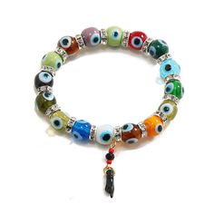 PRICES MAY VARY. Protection Bracelet:The powerful bracelet with hand charm and evil eye beads used in ancient times for protection from envy and evil eye,against witchcraft,bad and negative energies, astral spirits. Material:The evil eye bracelet is made of resin,rope and rhinestone. Size:The size of the bead is about 6mm,the length of the bracelet is stretchy. Best Service:If you're not delighted with your purchase,we want to hear from you!We will solve your problems. Perfect Gift: It is the pe Eye Bead Bracelet, Grandmother Granddaughter, Teen Friends, Mom Friend, Turkish Evil Eye, Protection Bracelet, Eye Beads, Eye Bracelet, Bracelet Black