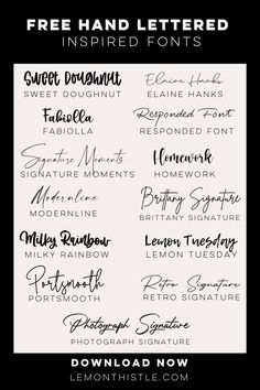 the free hand lettering font set is available for use in any type of print or webpage