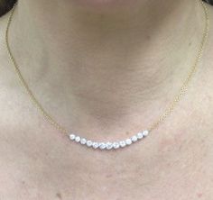 LARGE CRESCENT DIAMOND NECKLACE White Crescent Diamond Jewelry, Dainty White Necklace With Rose Cut Diamonds, Dainty White Rose Cut Diamond Necklaces, Diamond Necklace Simple, Jewlery Necklace, Dancing Diamond, Trendy Jewerly, Diamond Necklace Designs, Anita Ko