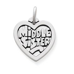 View Larger Image of "Middle Sister" Heart Charm Charm Bracelet Ideas, James Avery Charm, James Avery Charm Bracelet, James Avery Bracelet, Homemade Wedding Gifts, James Avery Charms, Homemade Anniversary Gifts, Charmed Sisters, Middle Sister