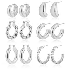 PRICES MAY VARY. Classic Style Designs: This set of earrings covers a variety of styles such as Chunky earrings, tube earrings, and twisted earrings, meeting different occasions and matching needs. Whether it's for everyday wear or a special occasion, you'll find the perfect matching earrings. High quality: The earrings are made of high-quality zinc alloy + iron material, and use 14K gold plating process to ensure the earrings' sturdiness and durability, and the long-lasting color ensures brings Twisted Earrings, Tube Earrings, Chunky Hoop Earrings, Chunky Earrings, Open Hoop Earrings, Hoop Earring Sets, Iron Material, Jewelry Earrings Hoops, Unique Charms