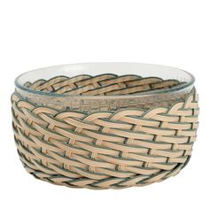 a bowl that is made out of wicker