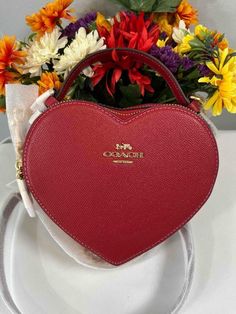 I just added a new item to eBay, NWT COACH Valentine's Red Crossgrain Leather Heart Crossbody Bag #CE652! #eBay #eBaySeller Red Coach Purse, Coach Heart Bag, Heart Crossbody Bag, Leather Heart, Heart Bag, Bags Aesthetic, Coach Purses, Coach Bags, Card Slots