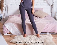 Organic cotton leggings The model is wearing -ANTRACITE color- MATERIAL 95% Organic Cotton, 5% Elastane. The Global Organic Textile Standard is a mark of quality for organic cotton. GOTS fabrics are better for people and the environment. Fabrics are produced without the use of genetically modified seeds, harmful pesticides, or dyes. There is no forced labour or child labour in the production chain. FEATURES > classic cut > full length ~ 98cm / 35,58'' SIZING My Size Guide in pictures will help you define the perfect size match.   DELIVERY Your item is made-to-order and will be ready within 2-7 days.  Average delivery times: > North America: up to 1-2 weeks > New Zealand, Australia: up to 2-3 weeks > Europe: up to 1 week More items from organic fabrics here etsy.com/shop/WeLoveOrganic Stretch Cotton Footless Tights, Fitted Cotton Footless Pants, Comfort Stretch Footless Bottoms For Loungewear, Footless Tight Cotton Leggings, Tight Cotton Footless Leggings, Tight Footless Cotton Leggings, Stretch Cotton Tights, Cotton Yoga Leggings, Tight Cotton Leggings For Yoga