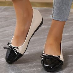 Category:Slip-Ons,Flats; Upper Materials:PU; Embellishment:Bowknot; Season:Spring   Fall,Summer; Heel Type:Flat Heel; Gender:Women's; Toe Shape:Round Toe; Style:Minimalism,Fashion,Comfort; Heel Height(inch):<1; Outsole Materials:Rubber; Occasion:Daily; Closure Type:Loafer; Pattern:Solid Color; Listing Date:08/11/2023; Production mode:External procurement; 2023 Trends:Soft Shoes,Plus Size,Ballerina,Comfort Shoes; Foot Length:; Foot Width:; SizeChart1_ID:2:184043; Size chart date source:Provided b Plus Size Soft, Women's Slip Ons, Loafers Online, Soft Shoes, Women's Flats, Comfortable Fashion, Slip Ons, Womens Flats, Comfortable Shoes