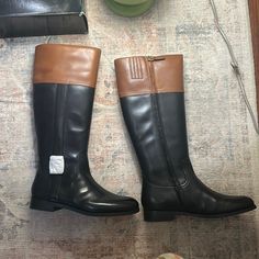 Brand New In Original Packaging Brand New Ralph Lauren Women’s Berdie Riding Boots Size 8 Brown Knee-high Moto Boots For Workwear, Brown Round Toe Riding Boots, Winter Riding Boots In Brown, Brown Riding Boots For Winter, Classic Brown Moto Boots Medium Width, Brown Wide Calf Boots For Riding, Black Riding Boots Medium Width, Black Boots For Riding, Medium Width, Classic Brown Knee-high Moto Boots