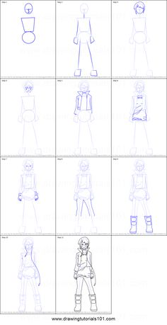 how to draw an anime character with different poses and body shapes for each character in the video game