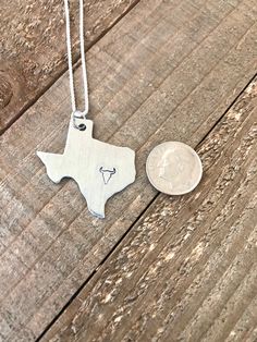 "Do you or someone you know love Texas? This necklace would make the perfect gift for friends and family! This 1.25\" wide by 1.25\" tall pendant is made from aluminum, which is great, because not only is it hypoallergenic and lightweight, it will also never tarnish like other metals! You can choose from one of five 18\" chains at checkout. To keep your necklace in the best condition, do not wear while swimming or showering. The stainless steel chain can be made to any length you need! I hand st Personalized Casual Silver Jewelry, Personalized Silver Casual Jewelry, Casual Personalized Silver Jewelry, Casual Stainless Steel Necklaces For Gifts, Casual Stainless Steel Necklaces As Gift, Casual Stainless Steel Necklace For Gifts, Casual Stainless Steel Necklace As A Gift, State Necklace, Loving Texas