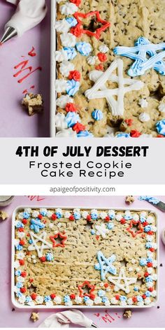 the fourth of july dessert is made with frosting and sprinkles