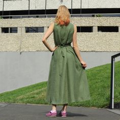 "Write the selected color in the message Green wrap half circle maxi dress sleeveless, 2 pockets and belt , perfect for casual wear and suitable for any occasion in any season Details: - 100% natural linen produced in Europe ; - medium weight (180 gram per square meter); - color: green, could be any from our colors catalog (color samples at the photo); Made to order, approximately a few days, If you have any questions please message me and I will be glad to answer. Size guide : Size XS Bust: fit Summer A-line Belted Wrap Dress, Sleeveless Belted Maxi Dress For Beach, Summer A-line Maxi Dress With Tie Waist, Summer Linen A-line Maxi Dress, Sleeveless Linen Belted Dress, Sleeveless Belted Maxi Dress For Summer, Green Linen Sundress Maxi Dress, Belted Long Summer Dress, Summer Long Belted Dress