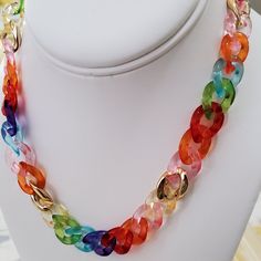 New Multicolor & Gold Necklaces Trendy Colorful Necklace With Adjustable Chain, Trendy Multicolor Fashion Jewelry, Trendy Party Necklace With Lobster Clasp, Trendy Multicolor Handmade Chain Necklace, Trendy Rainbow Jewelry For Summer, Trendy Handmade Multicolor Chain Necklace, Colorful Necklaces For Summer Party, Colorful Chain Necklace For Gifts, Colorful Jewelry With Adjustable Chain