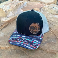 HAT INFORMATION: Structured, mid-profile, six-panel Pre-curved stitched visor Snapback closure 100% real leather patch We offer WHOLESALE! Email us at thehometowncompany@gmail.com Country Hairstyles, Country Hats, Hat Patches, Leather Hats, Hat Ideas, Handmade Hat, Cute Hats, Leather Patches, Country Outfits