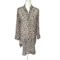 J.Crew Nwt Cream & Brown Animal Print Shirt Dress / Beach Cover Up. The Fabric Is Slightly Sheer So Could Be Worn As Either Cover Up Or Dress. Very Light Weight Ideal For Travel Summer Vacation, Beach Days, Resort Wear Etc. Turn Back Cuffs And A Shirt Style Hemline. Pit To Pit 19” Length 36” Sheer Shirt Dress, Animal Print Shirt Dress, Cotton Wrap Dress, Animal Print Shirt, Eyelet Lace Dress, Print Shirt Dress, Animal Print Shirts, Organic Cotton Dress, Floral Chiffon Dress