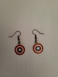 captain america shield earrings Captain Shield, Captain America Shield, Captain America, Favorite Jewelry, Jewelry Earrings Dangle, Etsy Earrings, United Kingdom, Dangle Drop Earrings, Dangle Earrings